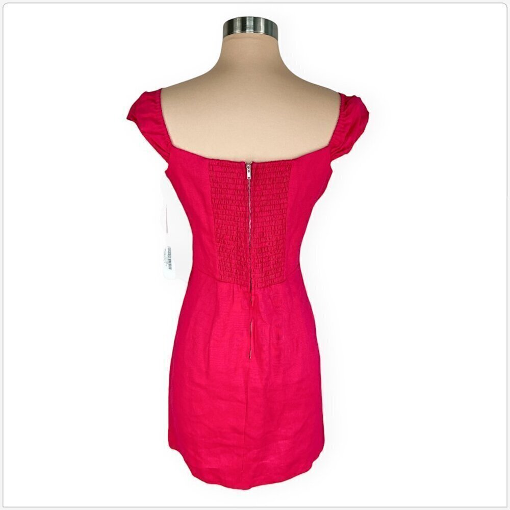 Reformation Gavina Corvette Pink Off the Shoulder Linen Mini Dress NWT New 8 - Picture 6 of 8